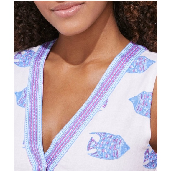 NWT Vineyard Vines Tang Fish Linen Dress White Blue Size M - Picture 7 of 12